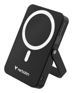 Charge 'n' Go Magnetic Wireless Charging Power Bank Glass with Stand 10000 mAh - Black Powerbank Accu 10.000 mA wireless black