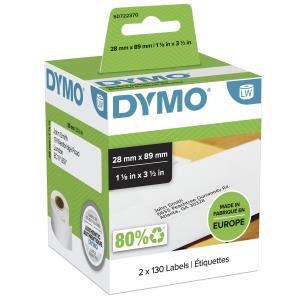 Addr Label White Paper Sup 28 X 89 Mm - Roll 130 Labels 28x89 white black 2x260 piece paper