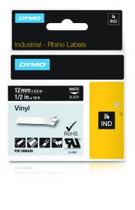 Rhino 12 Mm Vinyl White On Black vinyl tape 5,5m
