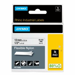 D1 Flexible Nylon Tape Black On White 12mm tape 3,5m