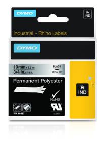 Tape - Black On Metallic - 19mm X 5.5m - Permanent Polyester polyester tape 5,5m