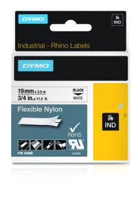 Tape - Black On White - 19mm - Flexible Nylon tape 3,5m