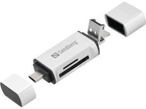 USB-C + USB + MicroUSB card reader 136-28 aluminium