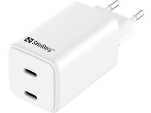 AC Charger Dual USB-C PD 65W EU dual USB-C white PD EU
