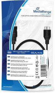 Charge And Sync Cable, USB 3.0 To Micro USB 3.0 B Plug, 1m Black MRCS153 Micro USB 3.0 A+B plug